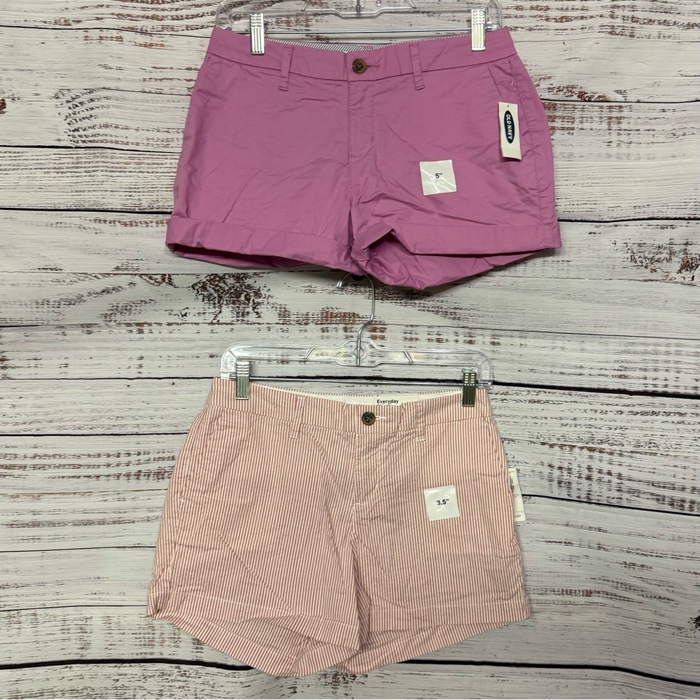 NWT Old Navy Pink and Light Red Stripe Shorts Everyday Shorts